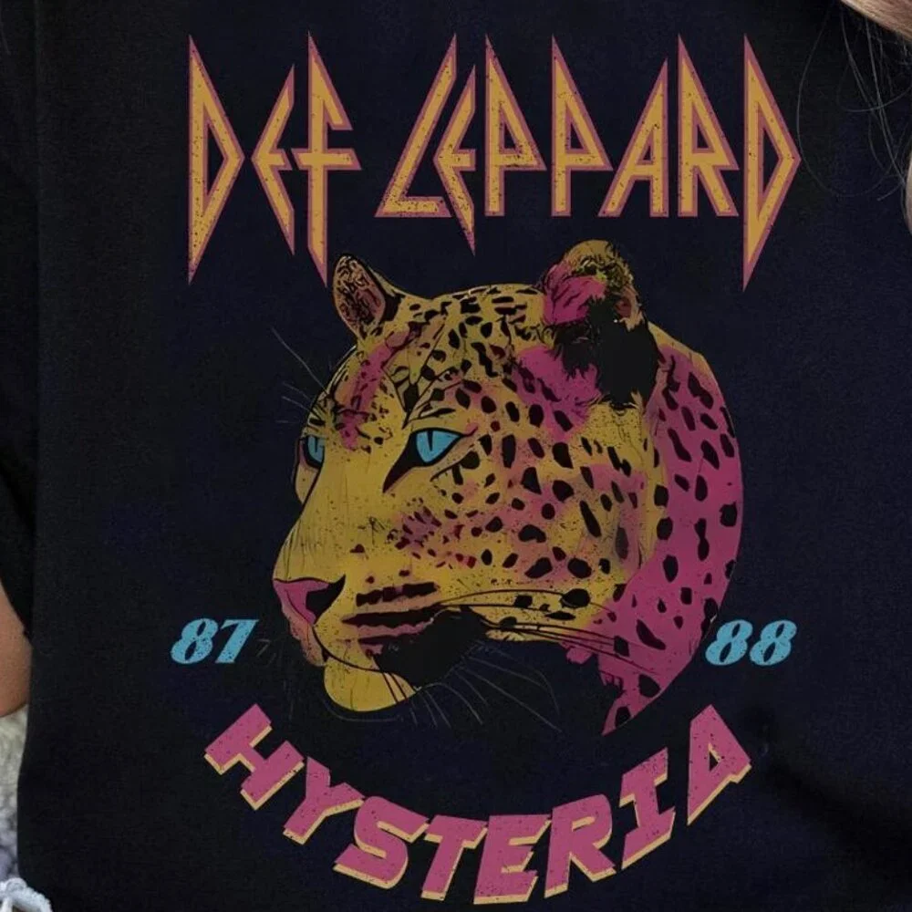 Vintage 80's Rock Band Tee, DEF LEPPARD Tshirt Rock And Roll Leopard Retro - Picture 2 of 5